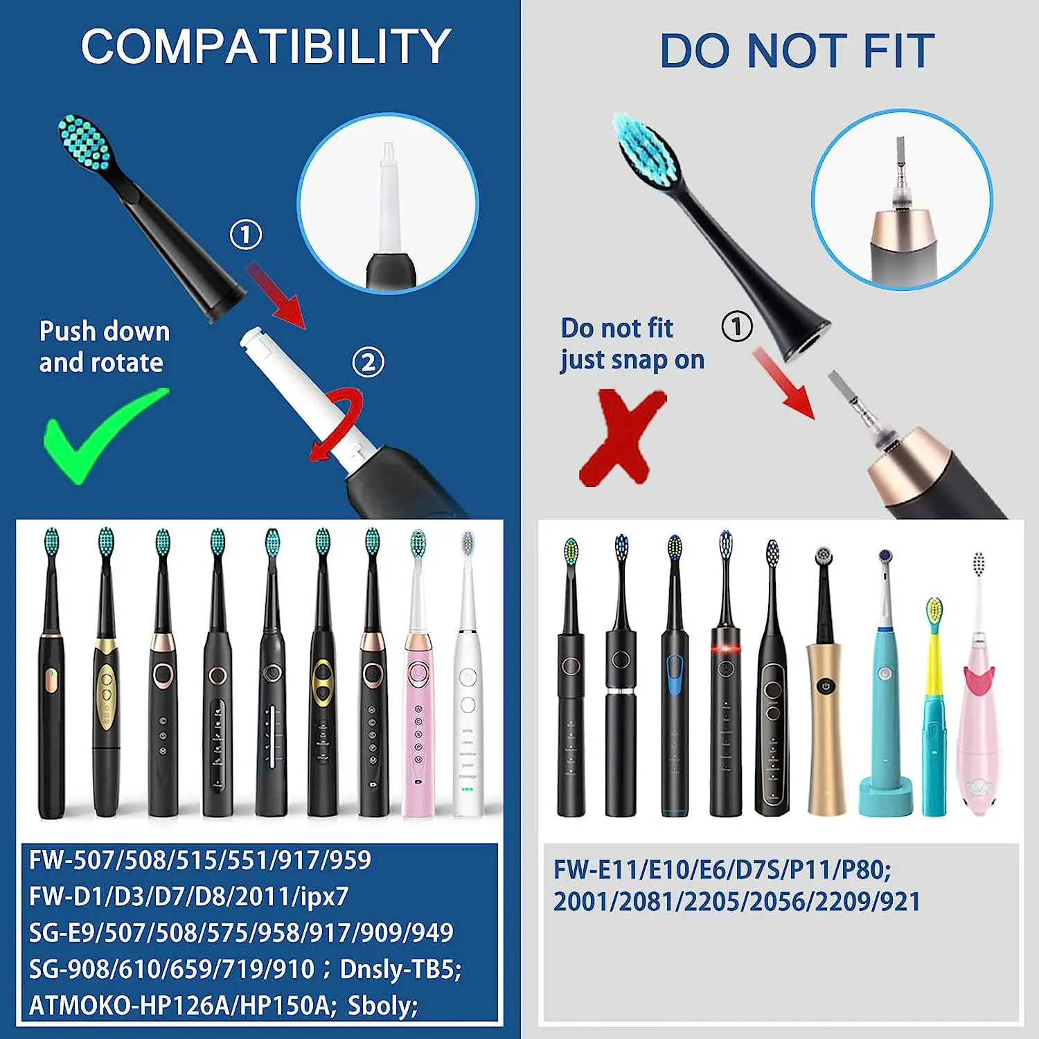 4 Pcs Electric Toothbrush Heads Compatible with Fairywill D7D8FW507FW508FW551917959SG-E9 Moderately Soft Bristles Brush 240625