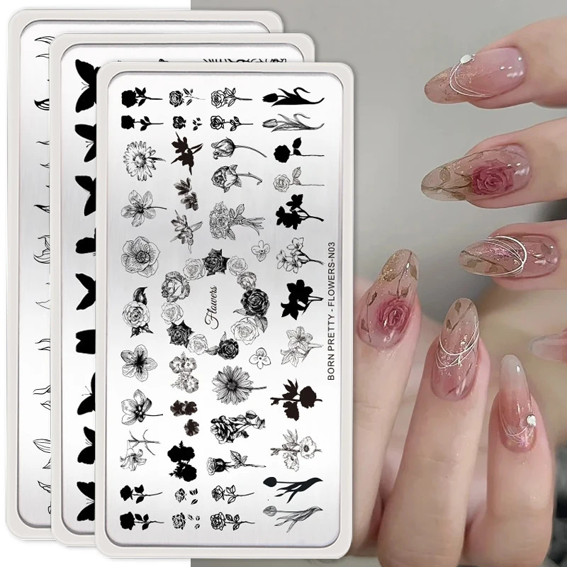Beautiful Butterfly Leaf Nail Stamping Board Animal Flower Line Nail Art Template Printing Template Tool 12 * 6cm 240625