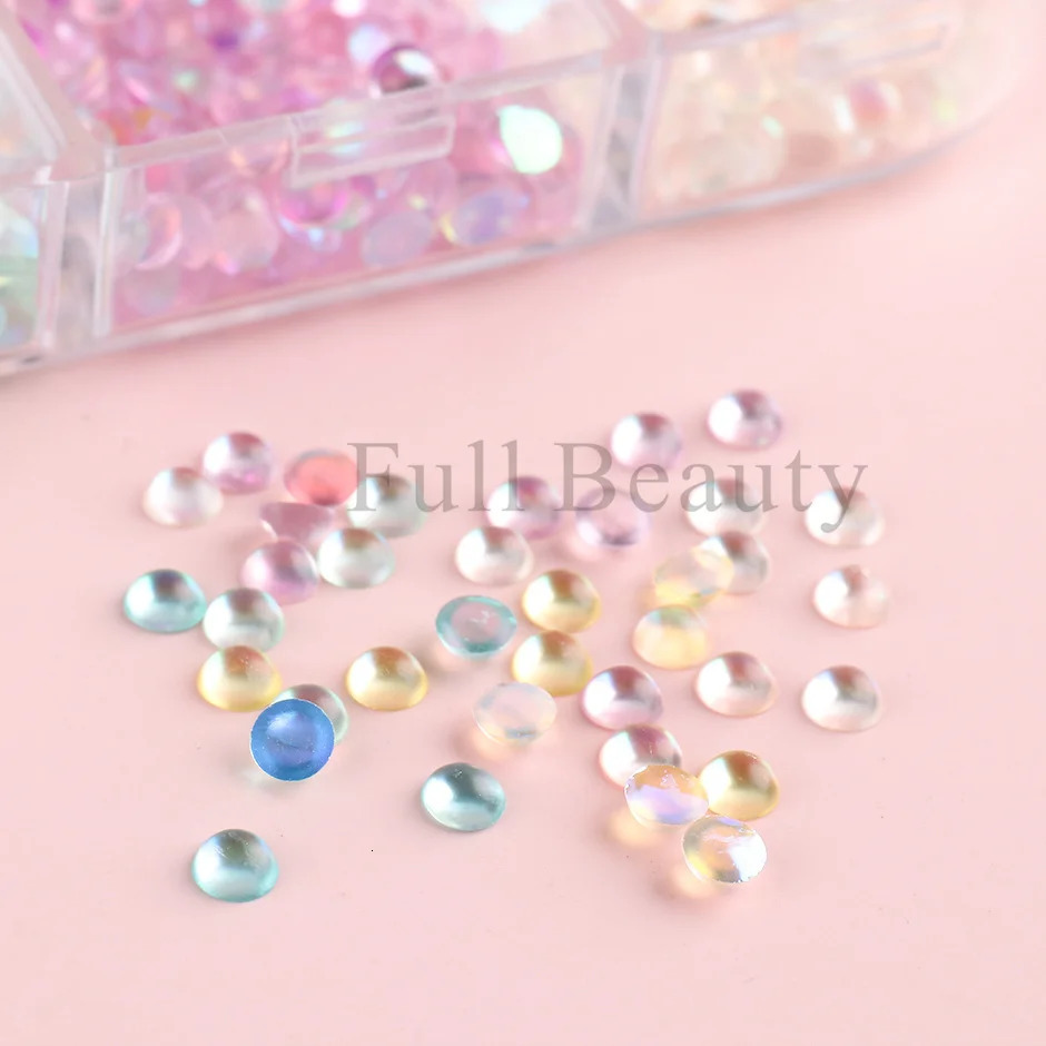 6 grid mermaid diamond mixed color nail decoration acrylic nail flat back crystal bead aurora charm accessory 240625