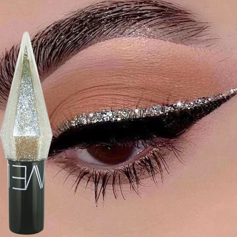 Diamond Shiny Eye Liners Eyeshadow Waterproof Silver Rose Gold Color Glitter Sequins Eyeliner Eye Shadow Makeup Beauty Cosmetics 240625