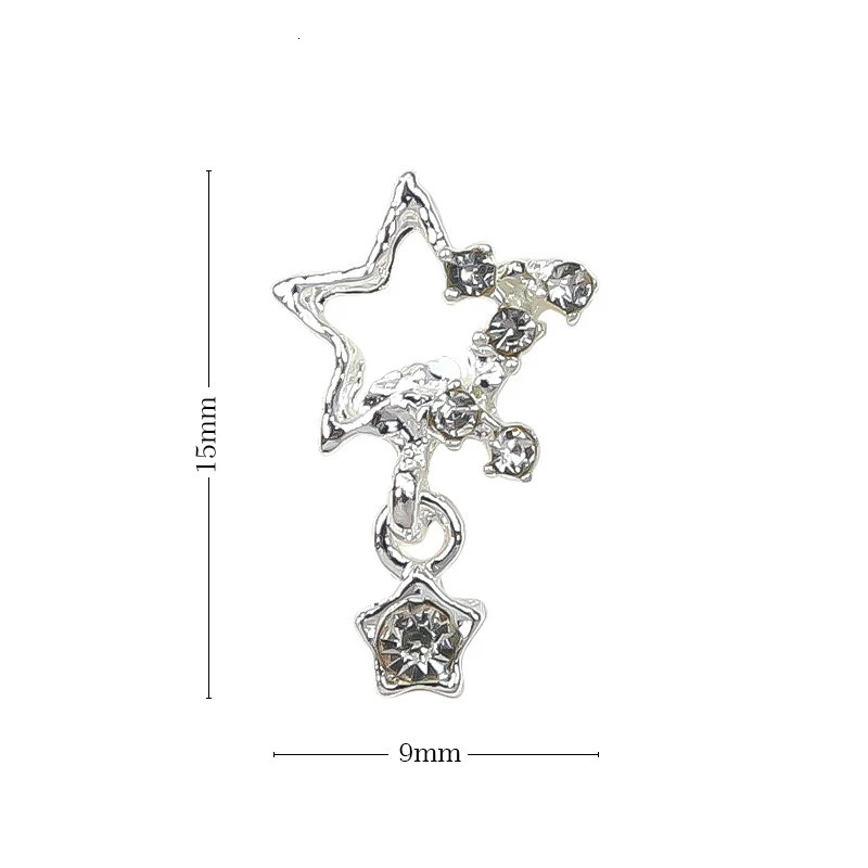 1 bag of Pentagram Star nail art charm sparkling heart planet Rhinestone 3D nail decoration sparkling nail model accessories 240625
