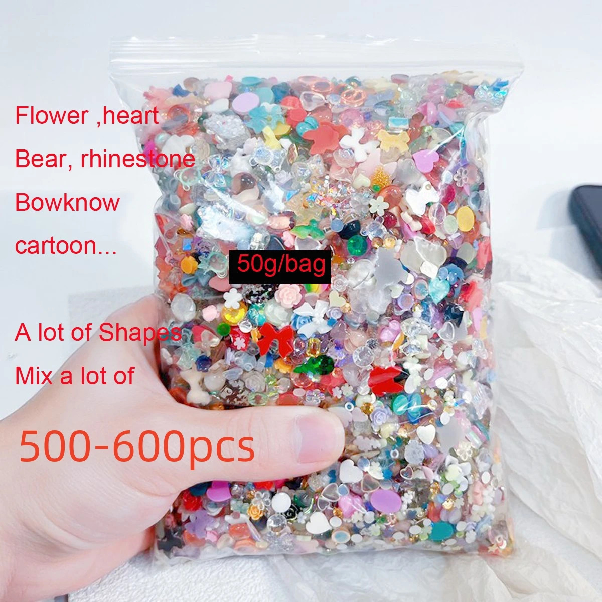 500-600 pieces of bow shaped nail art resin decoration mixed shape nail charm handmade items on a press jewelry Kawaii accessories* 240625