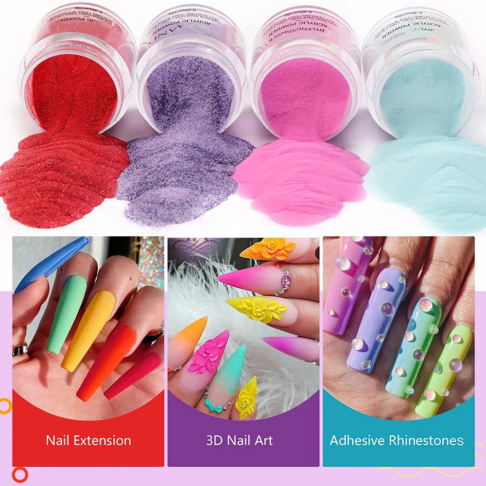 1oz/30g Colorful Acrylic Powder Carving Nail Polymer Dip/Extension 3in1 Crystal Powder Manicure Professional Nail Acrylic Powder 240625