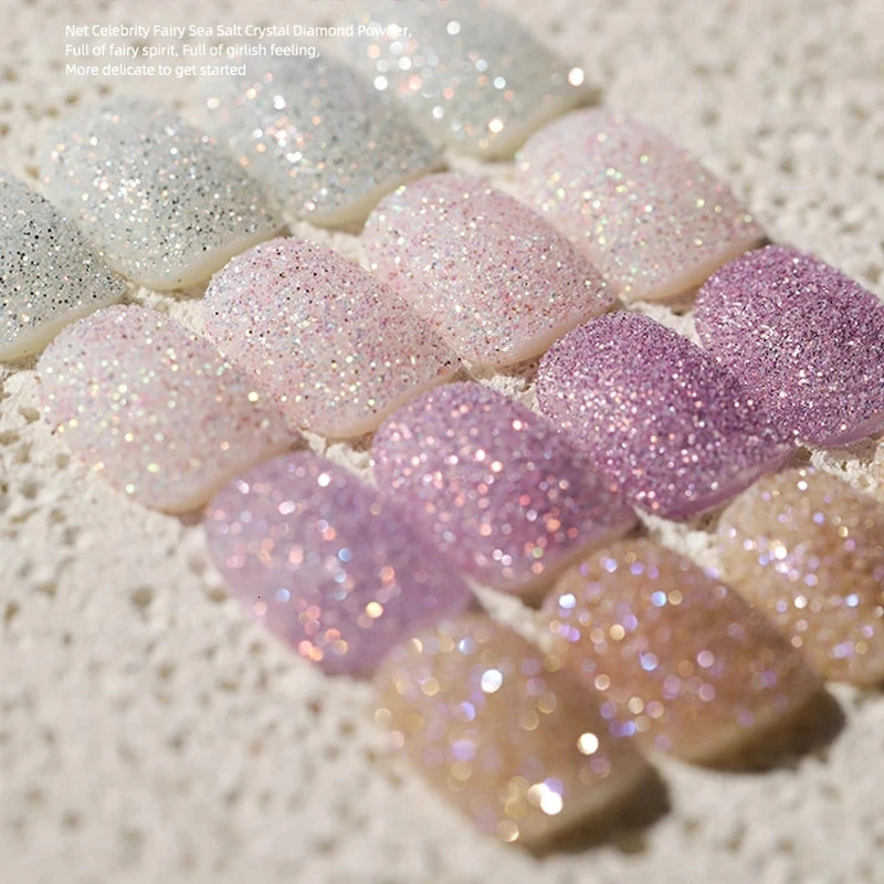 8 Colors Reflective Nail Crystal Diamond Powder Shiny Chrome Iridescent Rainbow Glitter Pigment UV Gel Polish Nails Art Decorati 240625