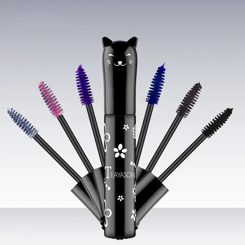 6 Color Waterproof Fast Drycara Mascara Curls Extension Non-smudge Mascara Blue Pink Purple Black White Coffee Ink Mascara o240625