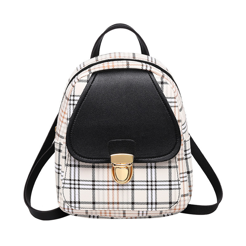 Fashion Girls Small Backpack Ladies Handbag Crossbody Clash Colour Mobile Phone Bag PU Material Lattice Printing Version H6.26#9.68 ddmy 8a56
