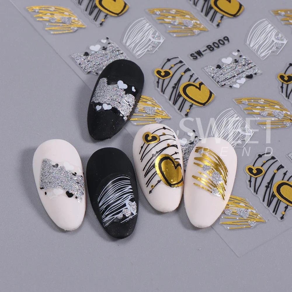 3D nail stickers flicker with beloved self-adhesive sliders nail art Valentines Day stickers DIY decorative accessories 240625
