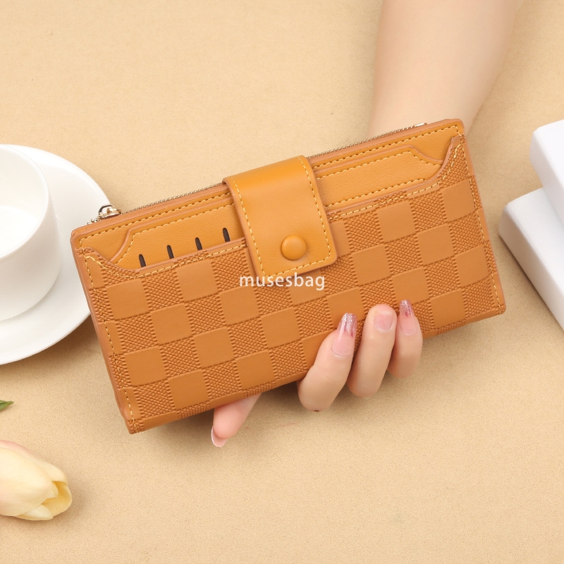 Fashionable women's designer high-end handbag wallet long Korean version with contrasting color patchwork zipper tassels practical high-capacity 