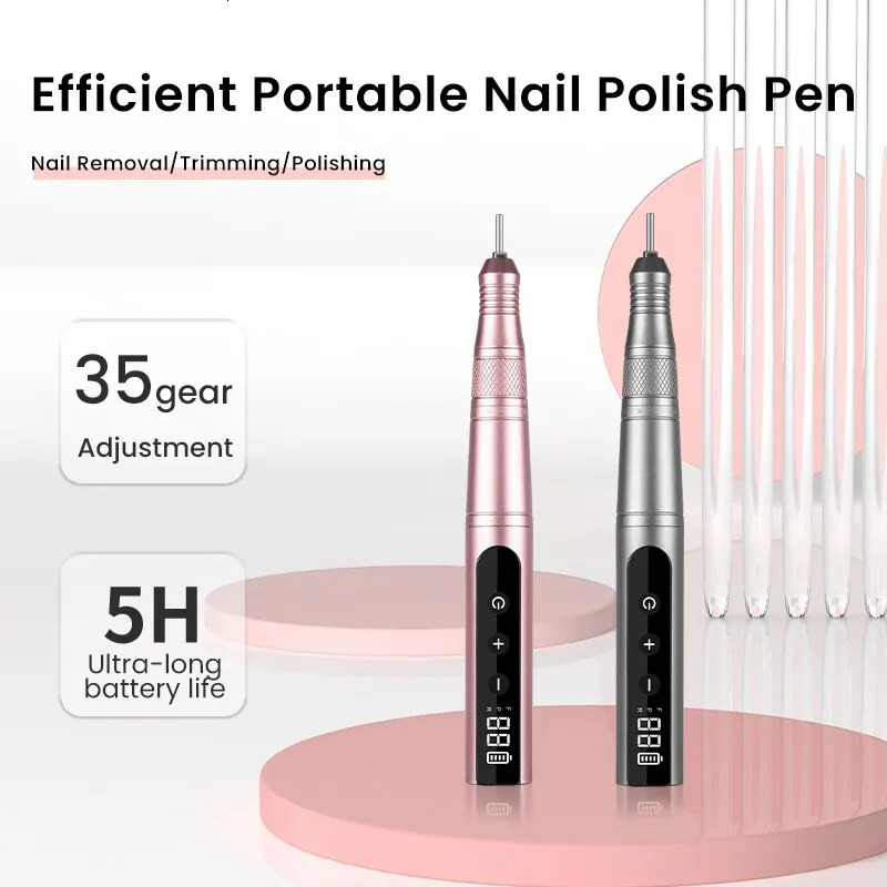 35000RPM Nail Drill Professional Rechargeable Cordless Electric File Portable LED Screen Kit 240625