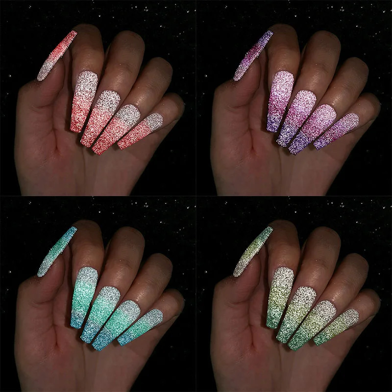 1Box Reflective Thermal Nail Powder Glitter Color Change Shinning Crystal Rhinestone Sequin Pigment UV Gel Polish Decoration DIY 240625