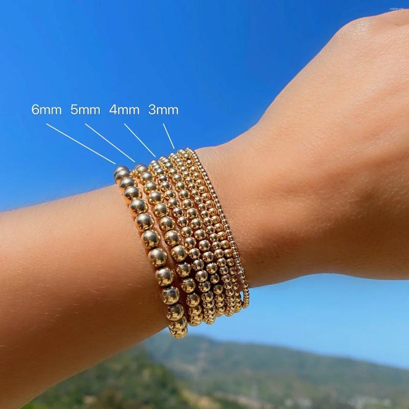 Strand CCGOOD Gold Plated 18 K Beaded Bracelet 3/4/5/6mm Bracelets For Women Minimalist Jewelry Stackable Pulseras Gift Girl Friend