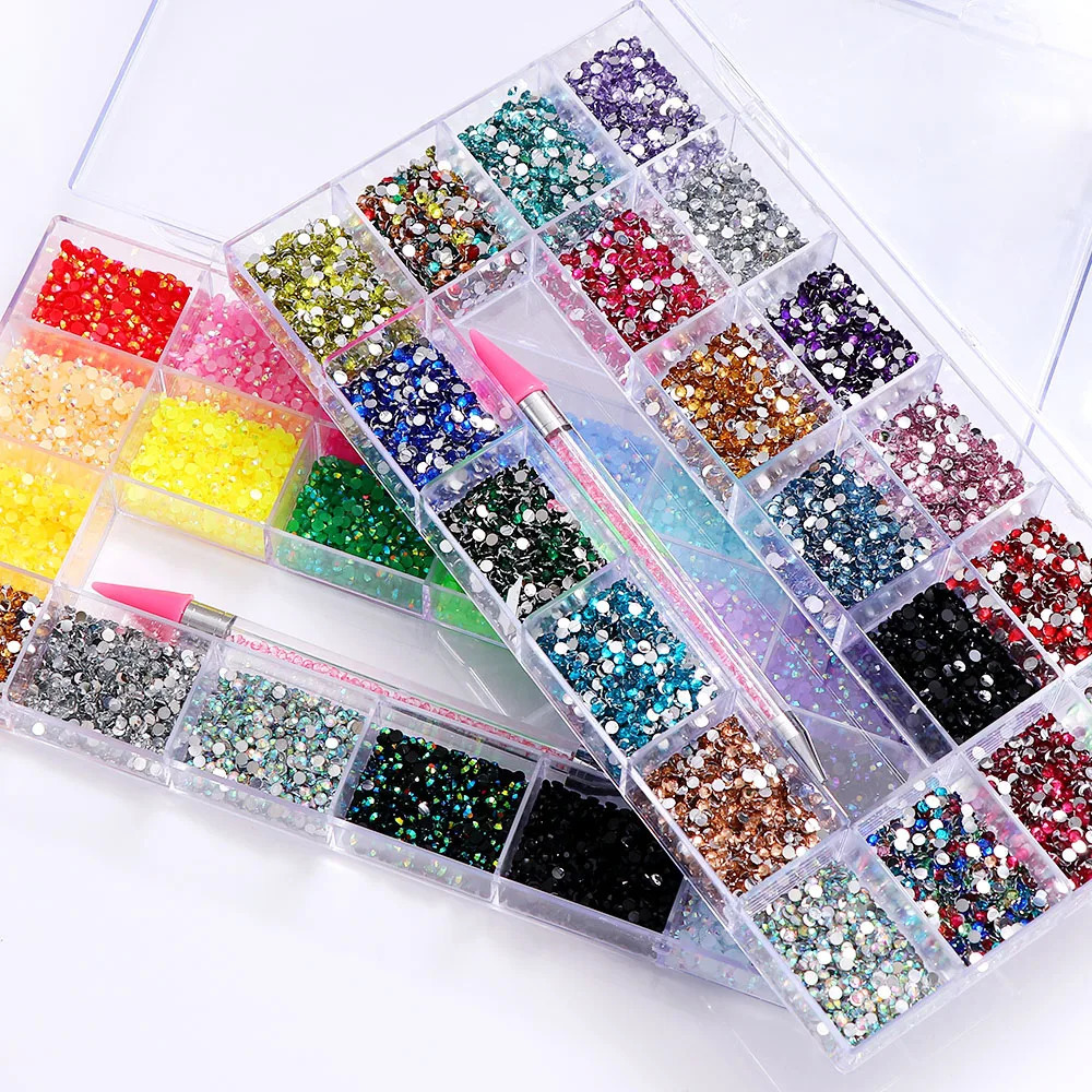 m transparent AB crystal water diamond set with circular resin flat color sparkling gemstone nail accessories DIY 3D nail art decoration 240625