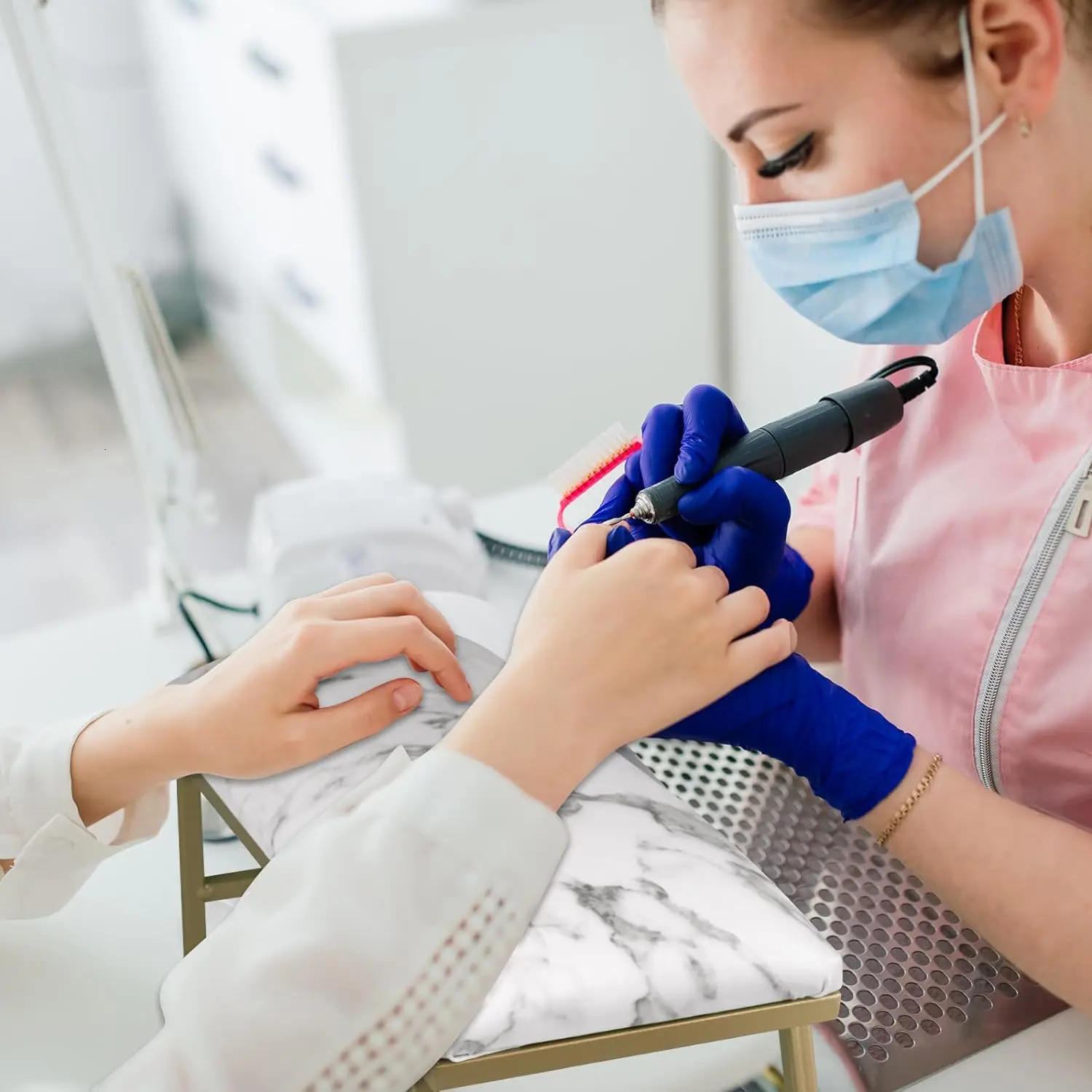 Lootaan Marble Nail Hand Rest Pillow Set PU Leather Hand Cushion Nail Arm Hand Rest For Nails Manicure Table For Nail Salon Tool 240625