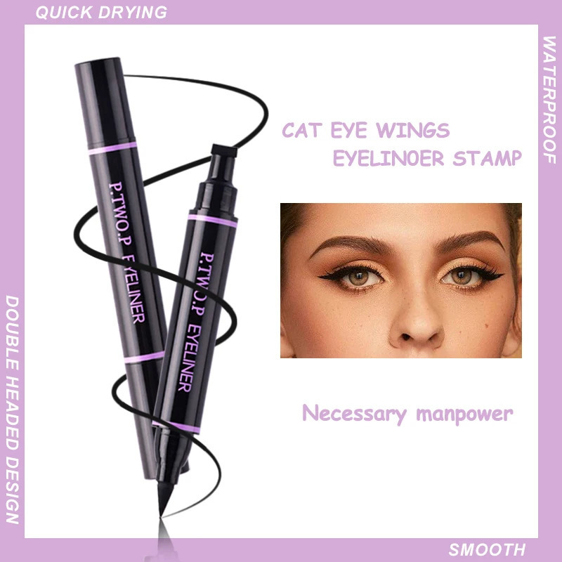 PTWOP Black Eyeliner Pencil Liquid Eye Liner Waterproof Quick Drying Long Lasting Black Eyeliner for Eye Makeups 2 Pcs/Lot 240625