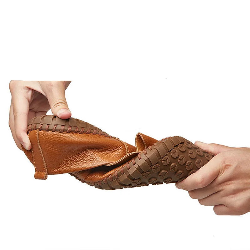 Large Size 48 49 Genuine Leather Flat Shoes Men White Soft Casual Sneakers Male Comfy Walking Driving Shoes Loafers Moccasins 240626