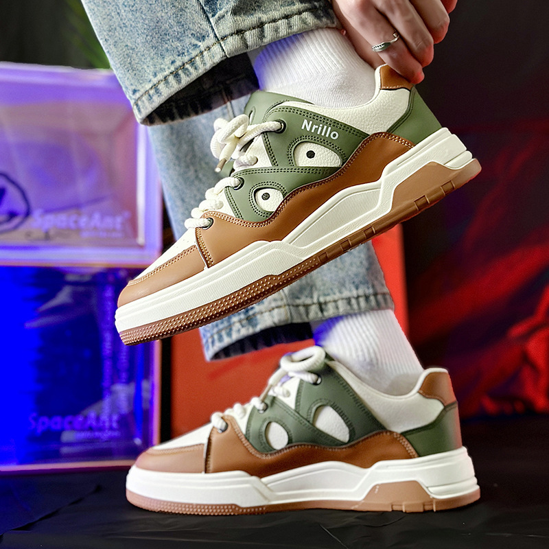 New skateboarding shoes thick bottom shoes breathable spring and summer bread shoes men's casual shoes dissolving board shoes 232