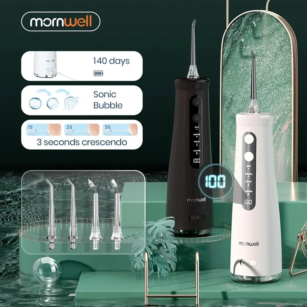 Mornwell 5032 Oral Irrigator Dental Teeth Whitening Home Appliance Sonic Water Flosser 280ML Tank Teeth Cleaner Dental Water Jet 240625