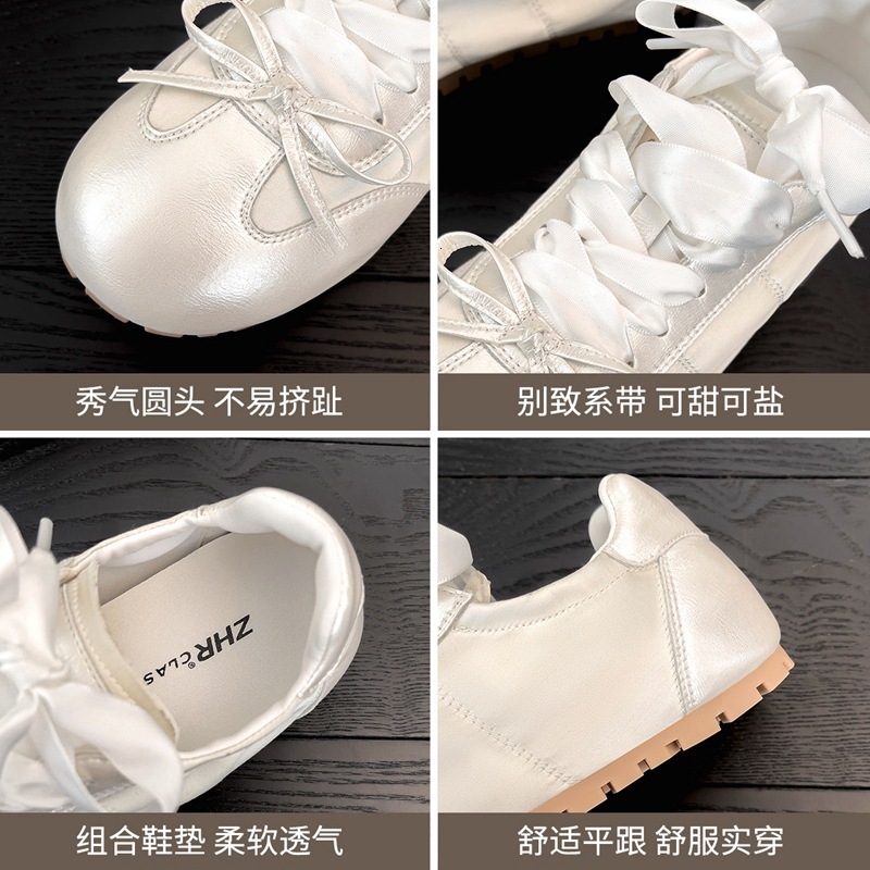 Shoes Bow Training Ballet Summer Retro Casual Shoes All Fit Lightweight Lace Up Soft Sole Non Slip Ddmysaturn