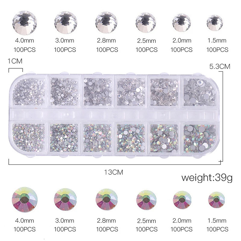 3-piece/set nail art Accesorios multi size Rhinestone 3D crystal DIY decoration glitter crystal rivet gemstone 3D nail products 240625