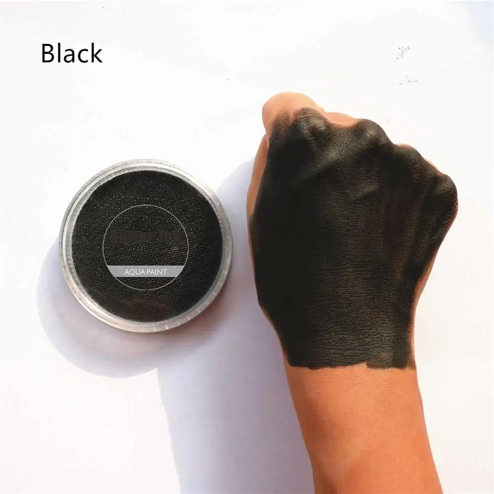 Black 30gpc Water Based Pure Black Face Body Paint Pigment in Halloween Party Fancy Dress Beauty Makeup Tool 240626