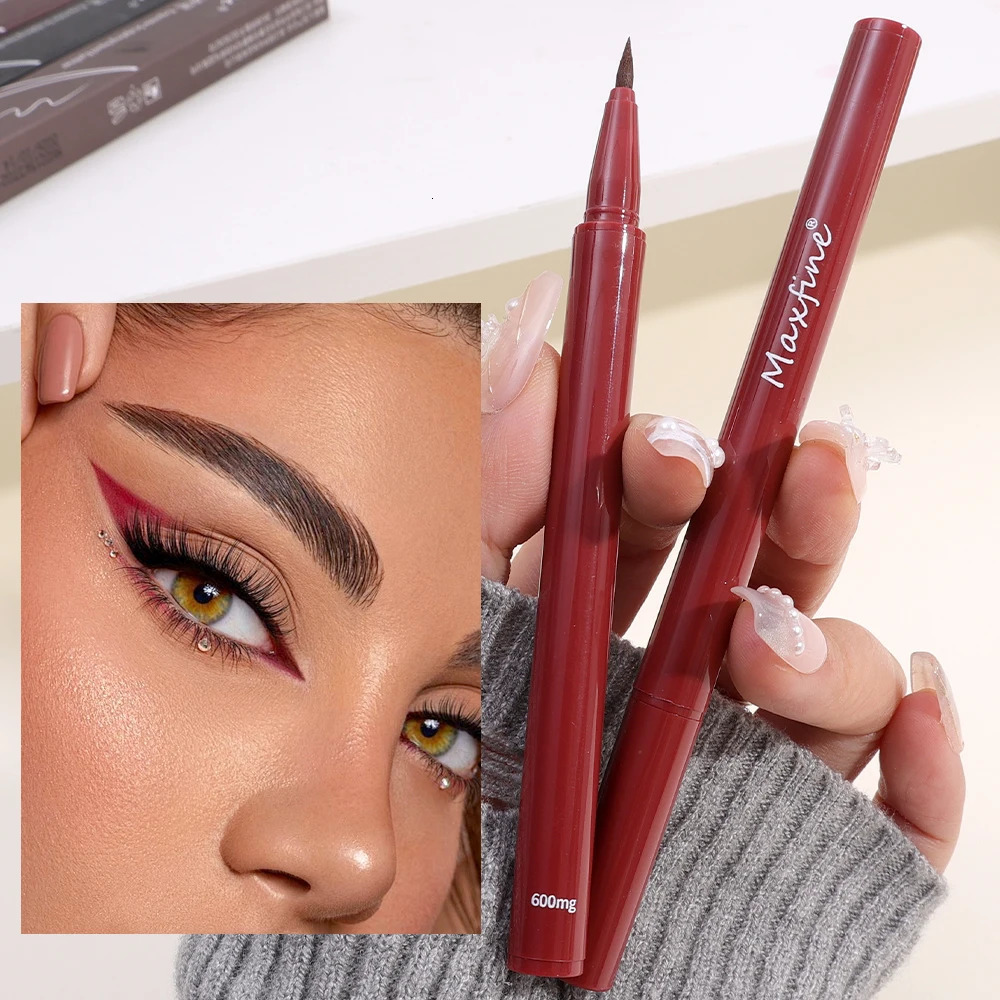 Waterproof Matte Red Liquid Eyeliner Pencil Ultra-thin Long Lasting Quick Dry Smooth Black Eye Liner Pen Korean Makeup Cosmetics 240625