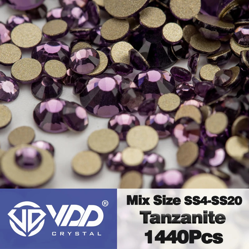 VDD SS4-SS20 Mix Size Clear Crystal Non-fix Gold FlatBack Rhinestones Decorations DIY Glitter Stones 3D Nail Art Accessories 240625