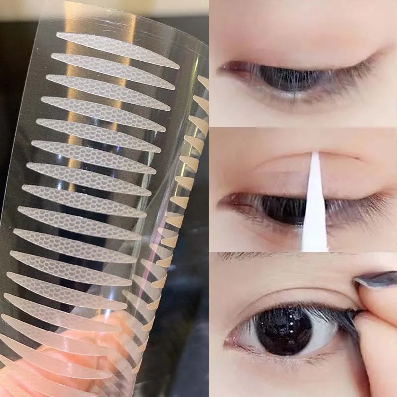 Invisible Double Eyelid Sticker Mesh Olive-shaped Eyelid Tape Self-adhesive Waterproof Anti-sweat Natural Eye Lift Tape Makeup 240626
