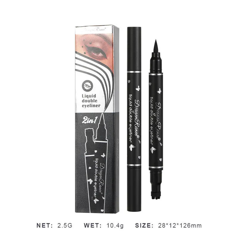 Dragon Ranee Double head Star Seal Eyeliner waterproof non-smudging novice heart plum embellished eye tail eyeliner 240626