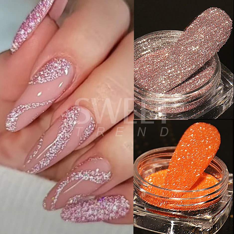 Shiny Reflective Glitter Nail Powder Flash Silver Diamond Crystal Rhinestone Sequins Dip Chrome Dust Nail Art Accessories SAFG 240625