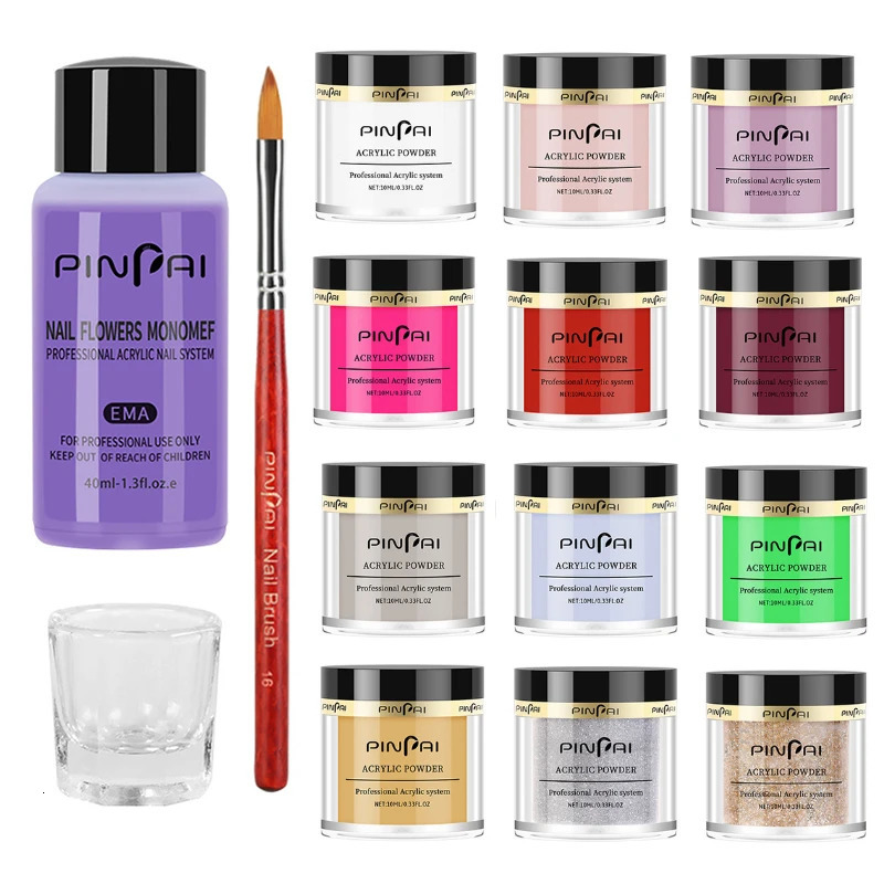 Acrylic Powder Crystal Flower Carve Nail Art Extension Builder Powder Manicure Acrylic Dipping Powder Glitter Liquid Tool Kit 240625