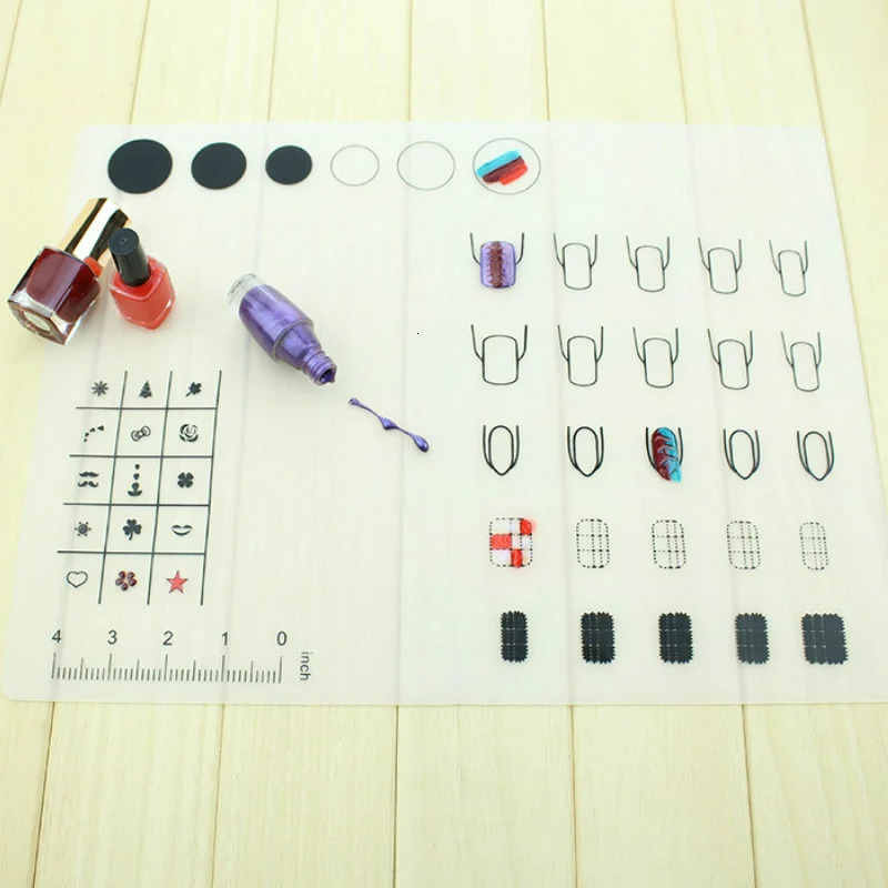 1pc Silicone Nail Stamp Mat Nail Art Polish Transfer Pattern Pad Fill Color Template Manicure Tools 2 Size 28*21cm 40*30 Cm 240625