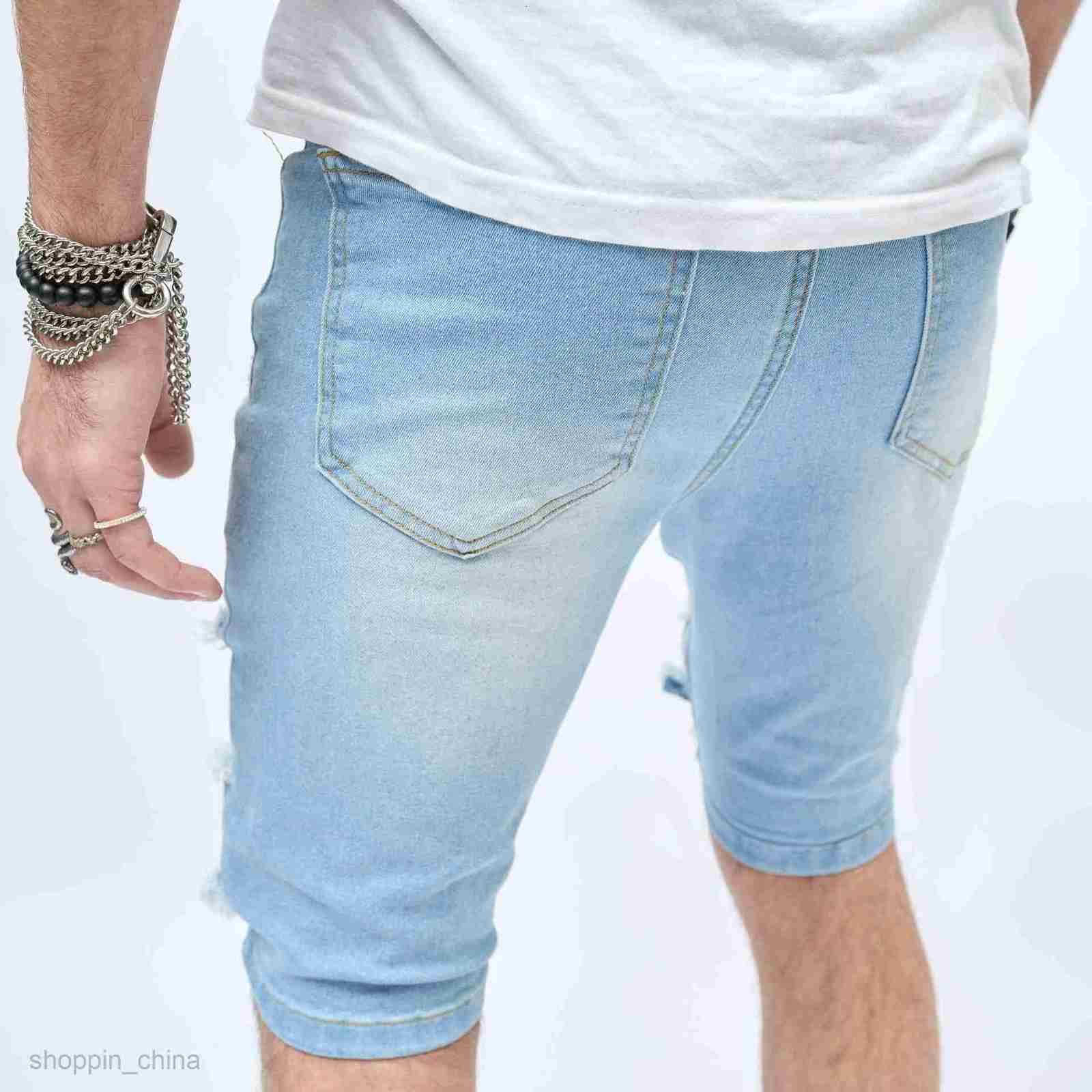 Men's Shorts New Summer Male 5-point Casual Broken Trendy Middle Pants Scratched Beggar Shorts Male
