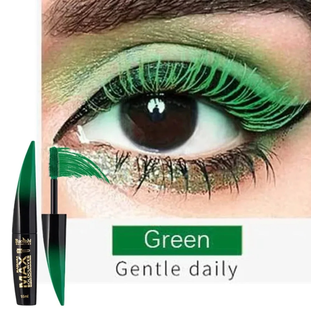 Colored Mascara Waterproof Fast Dry Eyelashes Curling Lengthening Makeup Eye Lashes Ink Mascara Blue Green Red Purple Pink White 240625