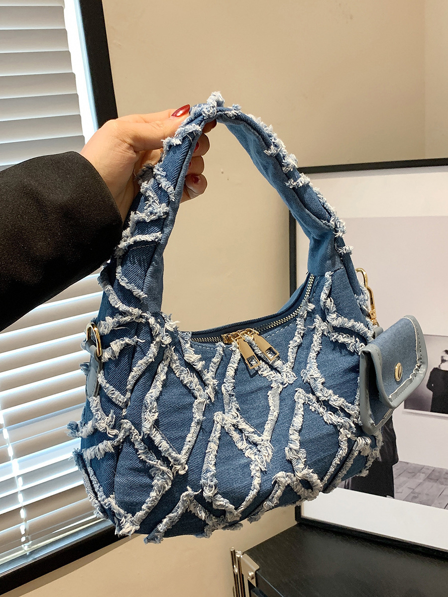 This Rhombus Denim Handbag Is Stylish, Simple , Suitable for Work, Commuting and Dating. H6.26#30
