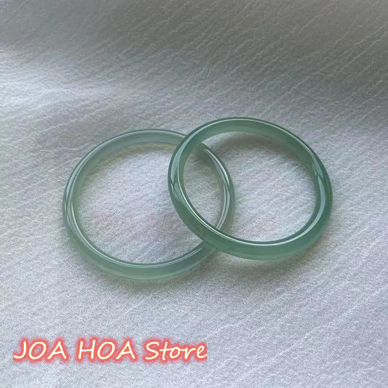 Natural Oil Blue JADE Bracelet Ice-Seed Round Womens Oil-blue Certified Jade-Bangles High Ice Grade A Handring Jewelry 240624