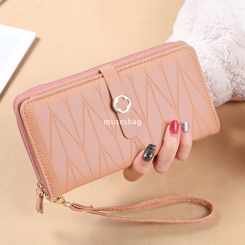 High quality women's designer new long wallet with 30% discount Korean style small fresh zipper buckle simple and multifunctional multi card slot
