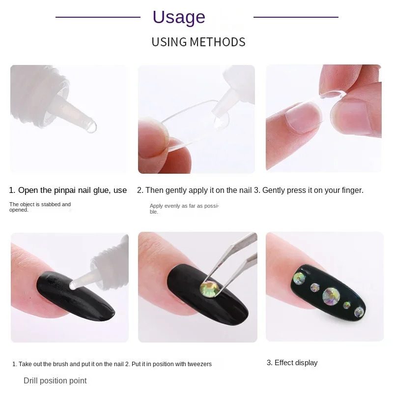 Nail Art Glue Fast-Dry Adhesive Acrylic Art False Tips Decoration 8ml Nail Rhinestone Nail Glue False Tip Manicure Tool 240625