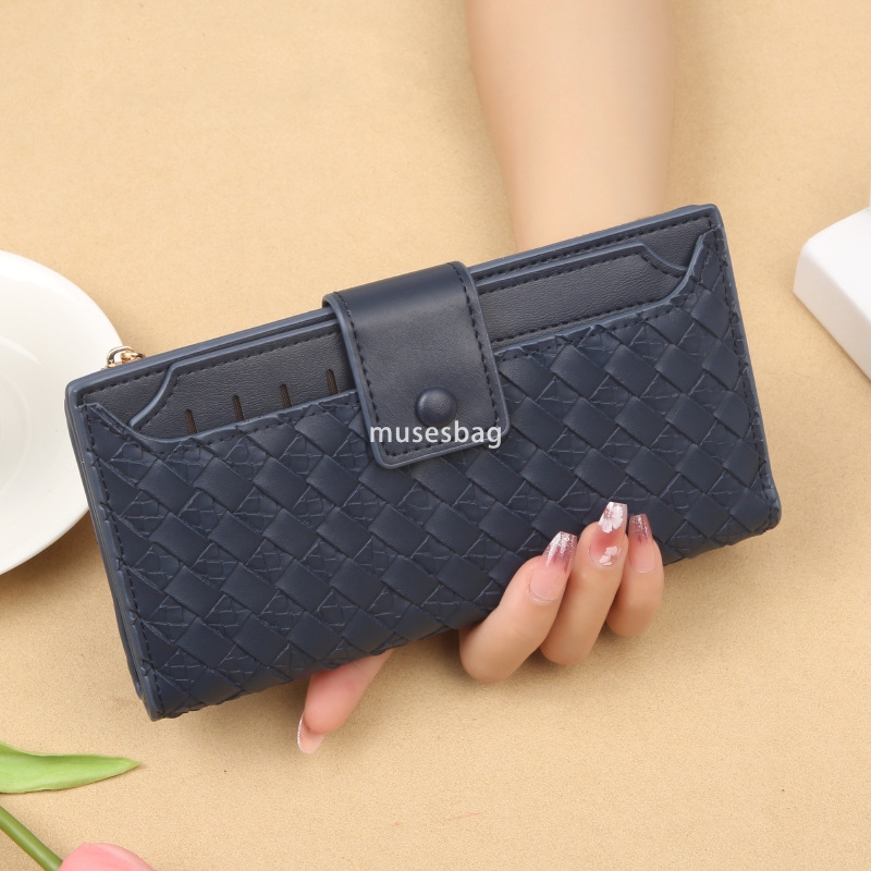 Fashionable Women's Designer New Classic Retro Wallet Long Zipper Woven Pattern Handheld Bag Practical Large Capacity Wallet with Multiple Card P
