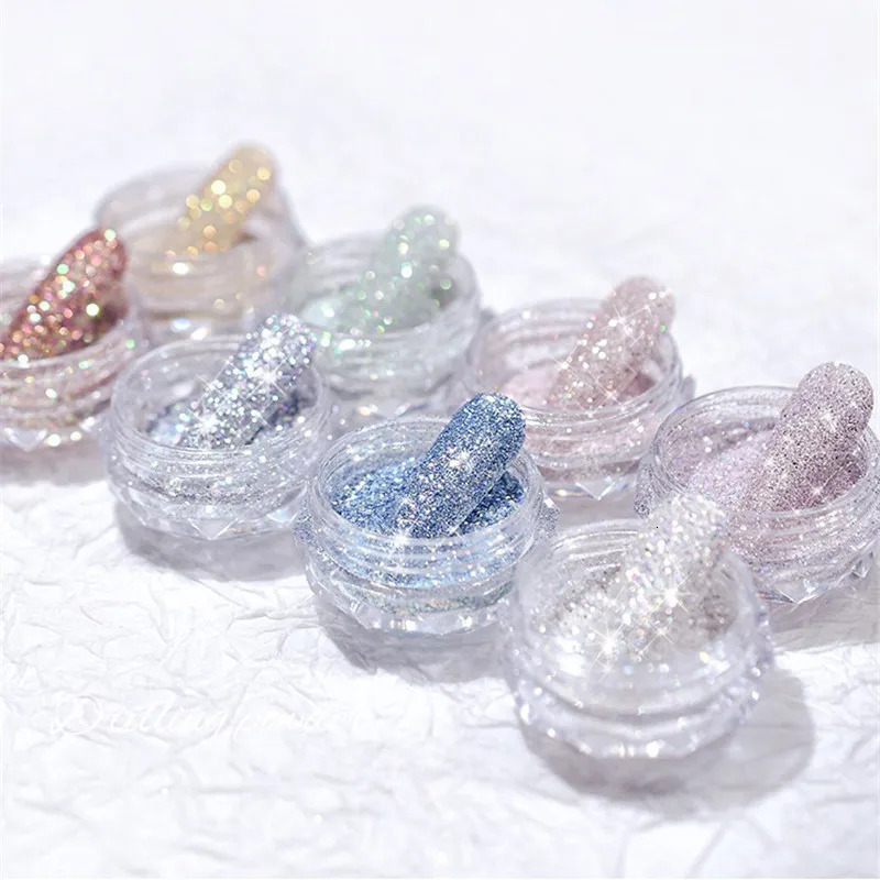 40Colors Nail Crystal Diamond Powder Sparkling Diamond Nail Powder Laser Silver Reflective Nail Glitter Dust Fine Shiny Pigment 240625