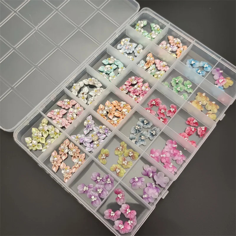 3D acrylic nail art decoration with side flowers winter color detachable Pom Poms cute cartoon Christmas Cavai nail charm 240625