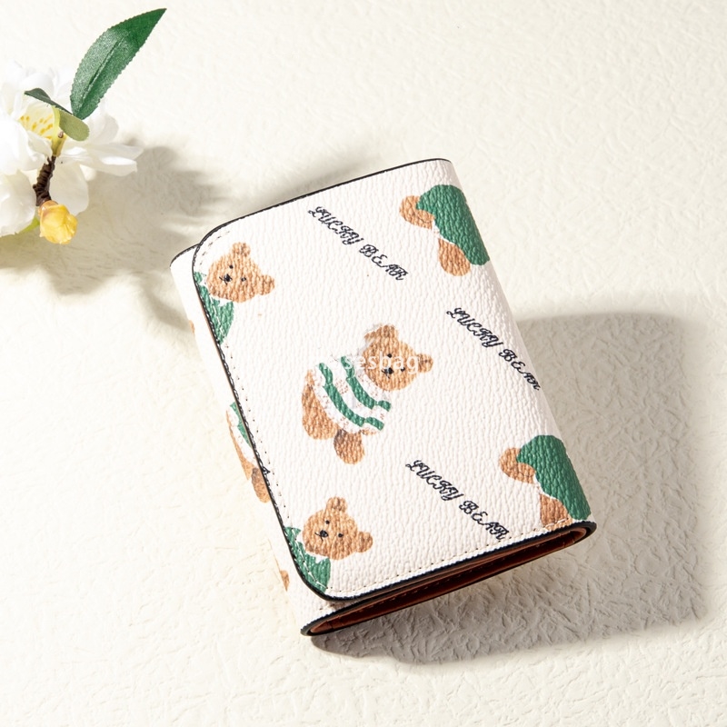 Fashionable Women's Designer Practical Multi functional Commuting Wallet PU American Classic Retro Lightweight Three Fold Short Clip Purse Wallet