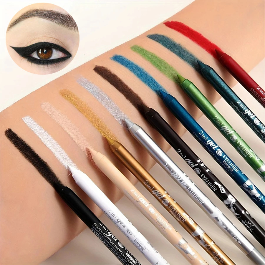 10 Colors Waterproof Eyeliner Pen Long-Lasting Concealer And Lip Liner Gel Pen Sweatproof And Smudge Proof 240625