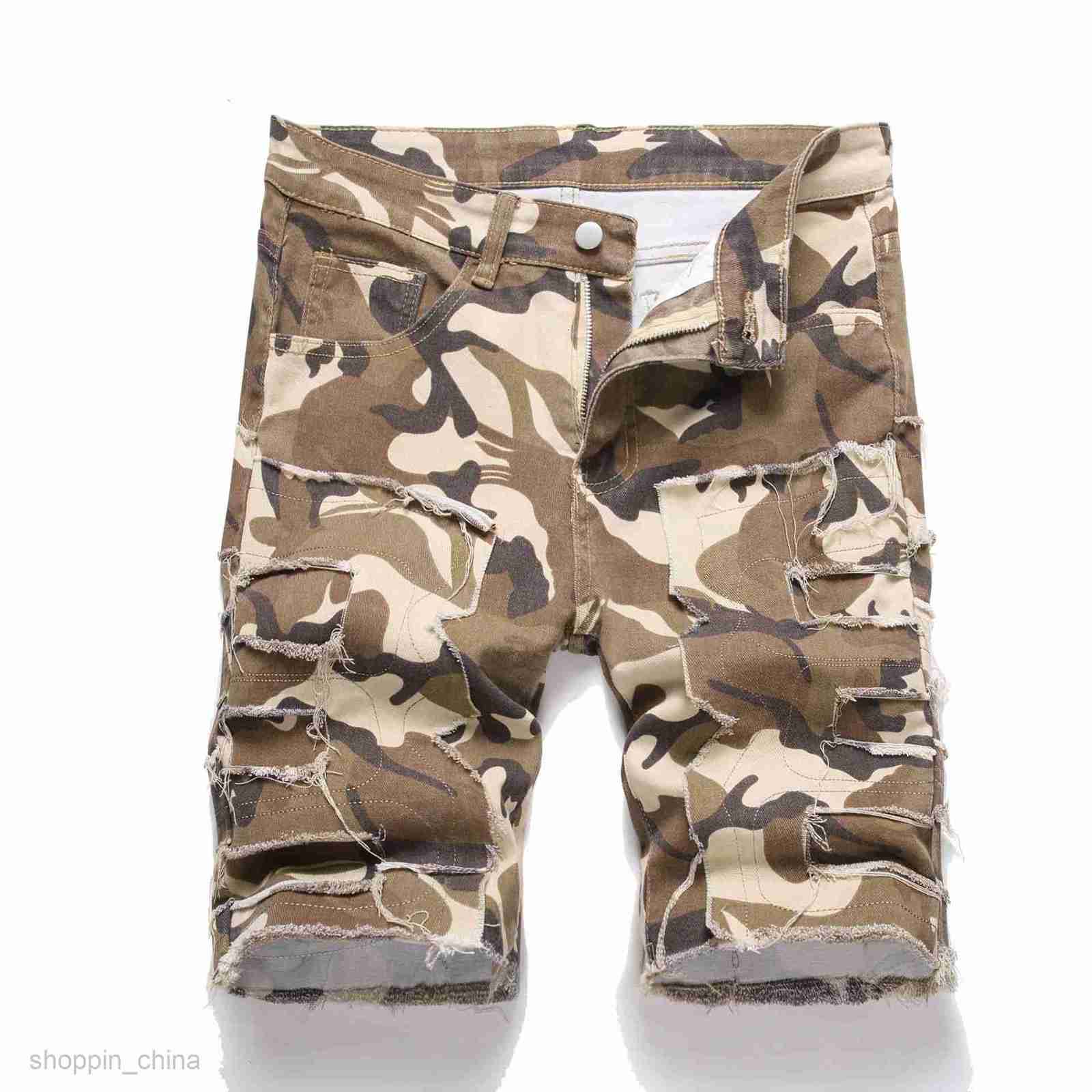 Men's Shorts Summer Male denim shorts capris camouflage trend fashion book style high street denim capris