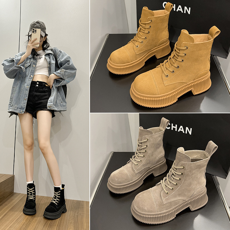 Sister Xuan Yi With The Big Yellow Boots British Style Retro Ankle Desert Tooling Leather Within Increase Martin Women Ddmysaturn