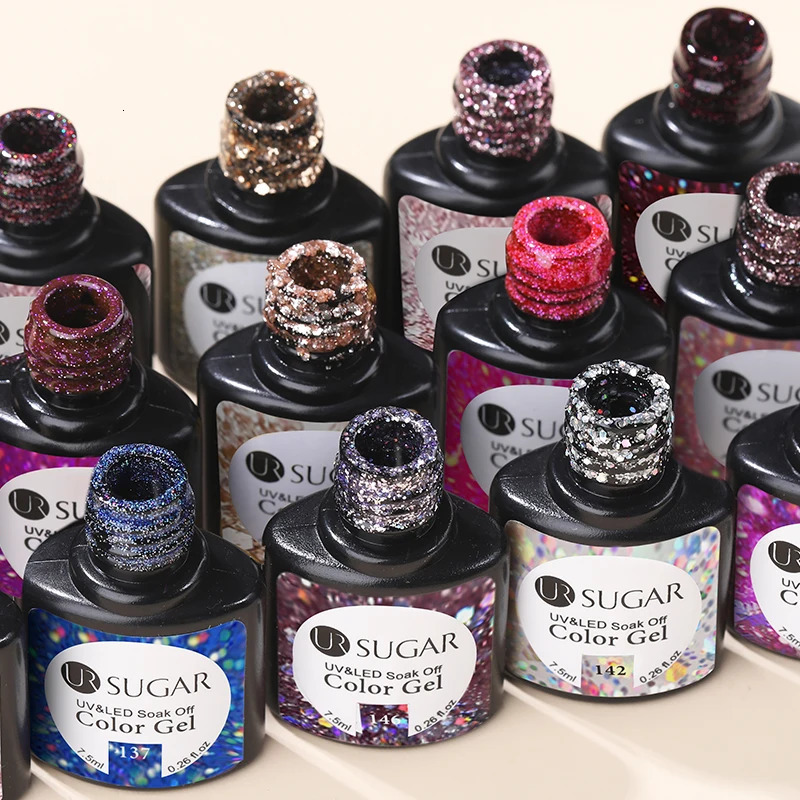 UR SUGAR 7.5ml Shiny UV gel nail polish Shiny sequin soap UV gel varnish Color nail polish DIY nail art Poland 240625