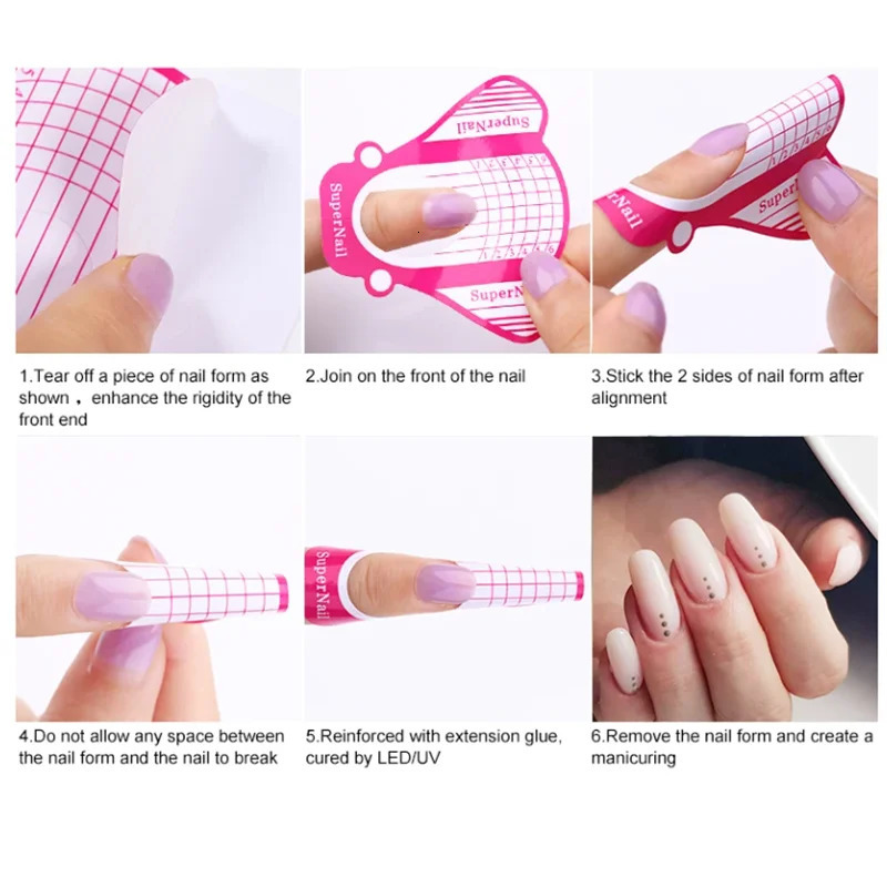 French Nail Form Tips Acrylic UV Gel Extension Curl Form Nail Gel Sticker Art Guide Mold Manicure Stencil Acrylic Tools 240625
