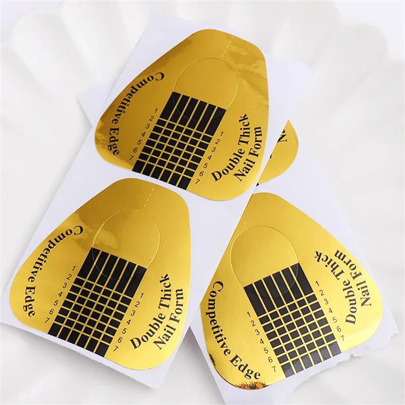 100Pcs French Nail Form Tips Acrylic UV Gel Extension Curl Form Nail Gel Sticker Art Guide Mold Acrylic Manicure Tool 240625