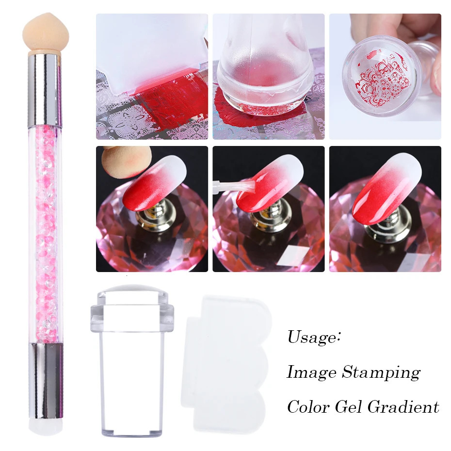 4-piece nail art stamping board lace pattern image template stamping gradient nail brush set template tool LYBC01-20-2 240625