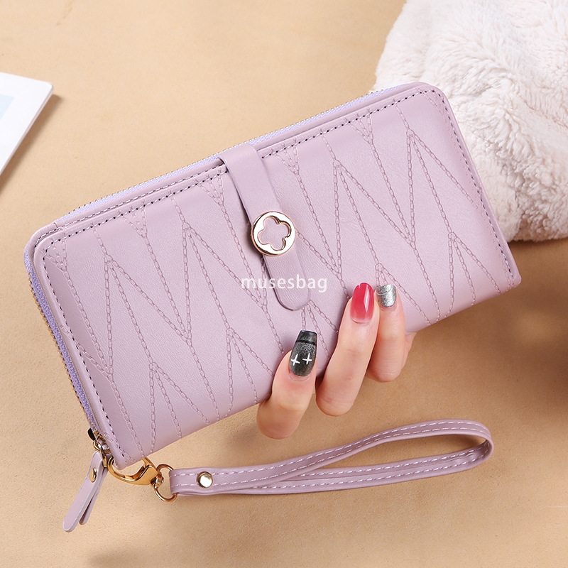 High quality women's designer new long wallet with 30% discount Korean style small fresh zipper buckle simple and multifunctional multi card slot