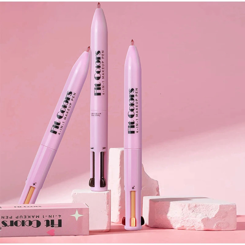 4 In 1 Face Makeup Pen Multi-functional High Gloss Lip Line Eyeliner Eyebrow Pencil Long Lasting Waterproof Cosmetics 240625